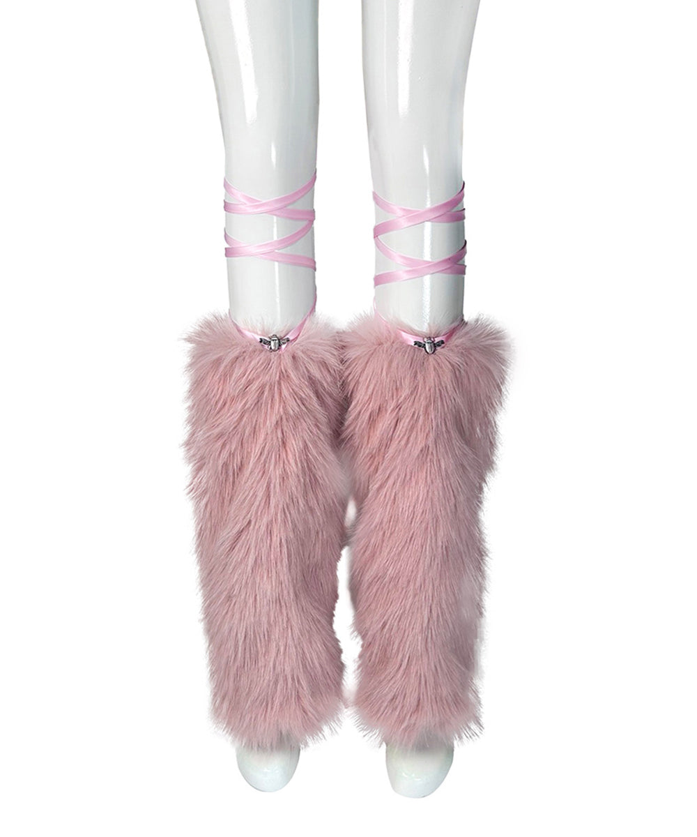 beetle fur leg warmer (pink)