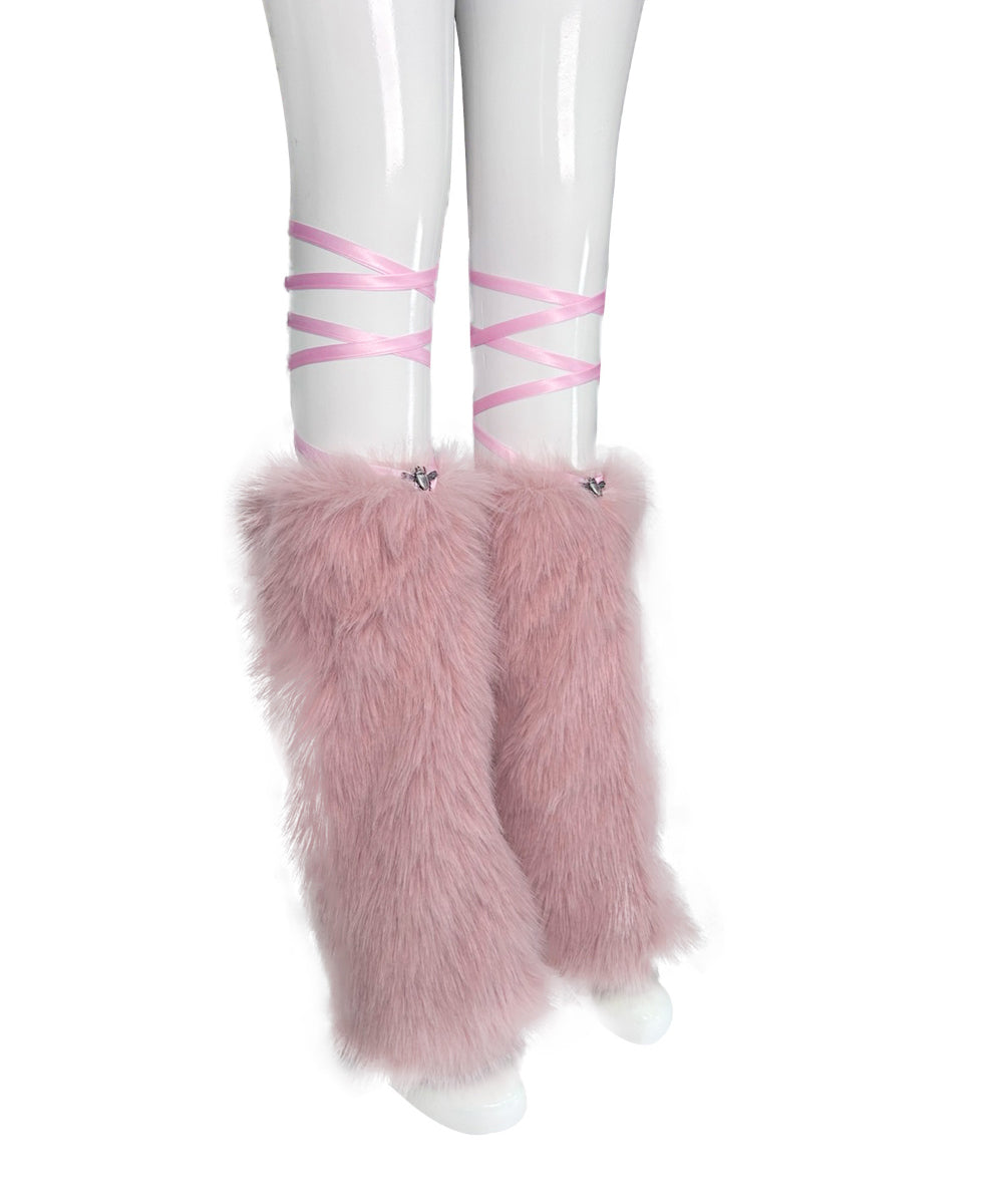 beetle fur leg warmer (pink)