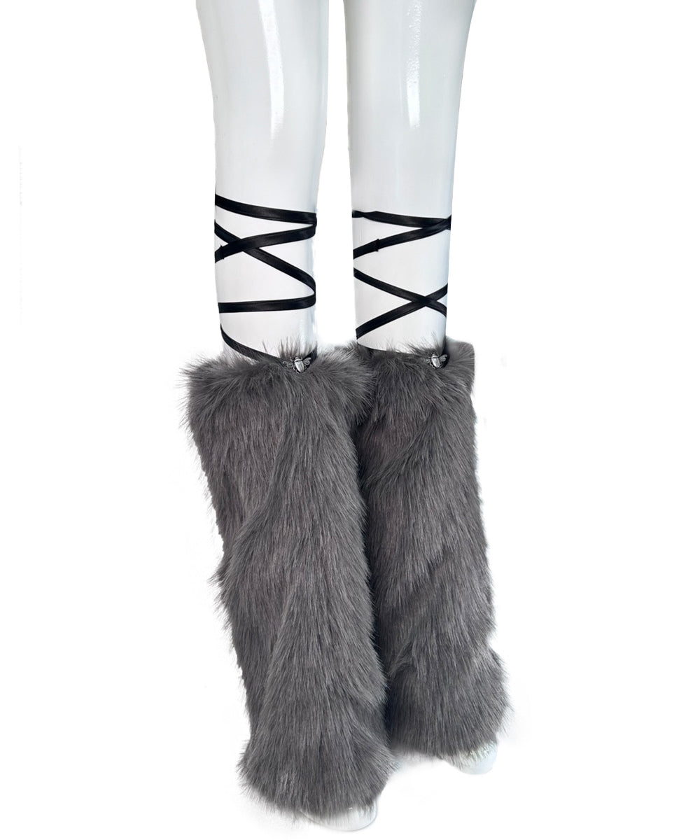 beetle fur leg warmer (grey)