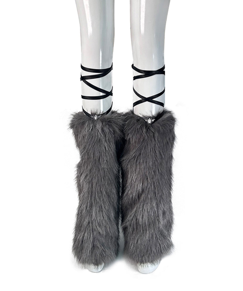 beetle fur leg warmer (grey)