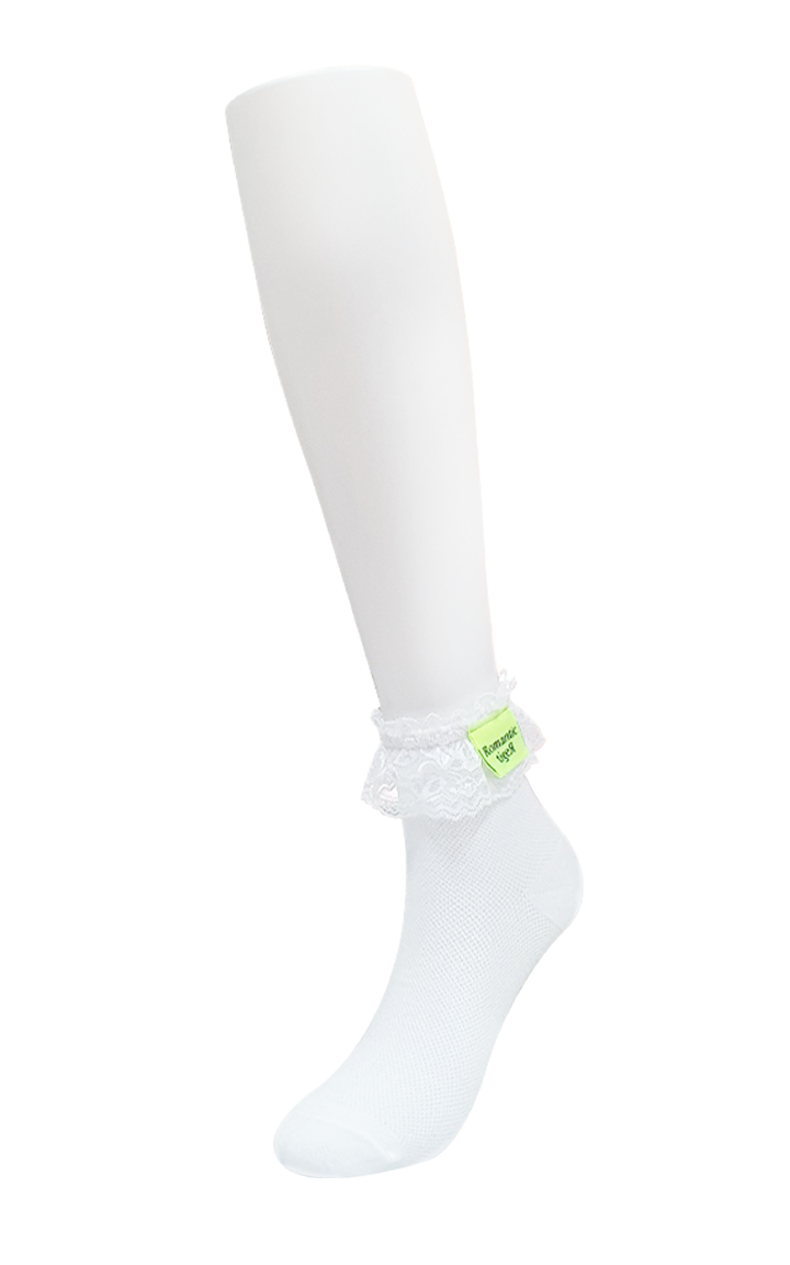 ruffle ribbon socks white