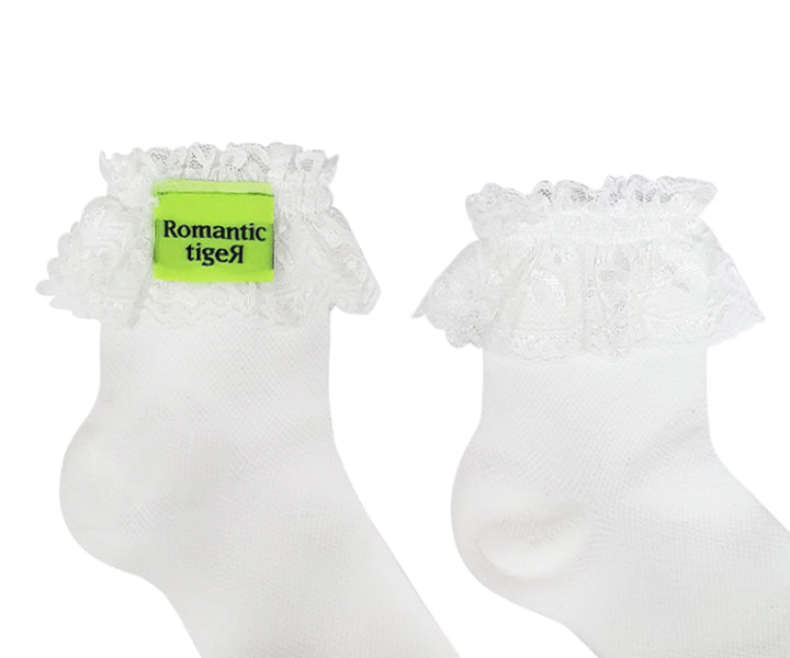 ruffle ribbon socks white